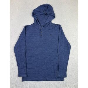 Quiksilver Shirt Boys XL 18-20 Blue Hooded Henley Long Sleeve Striped Tee